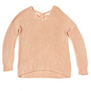 Mossimo Supply Peach Pink Crisscross Back Scoop Oversized Chunky Knit Sweater XS